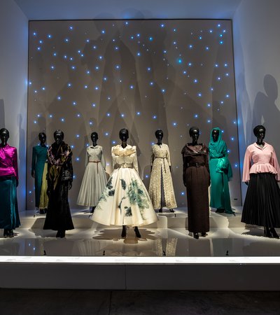 Nine dresses on view in the Christian Dior Designer of Dreams exhibition