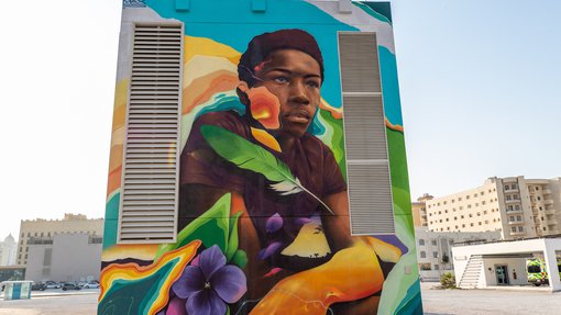 Mural of African American boy