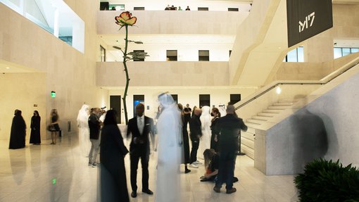 M7 lobby with people socialising.