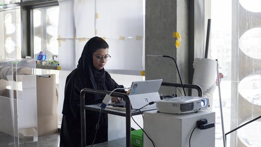 Maryam Al-Homaid's studio at the Fire Station.