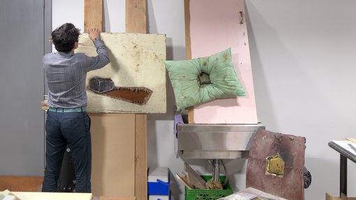 Sebastián Betancur-Montoya in his studio at the Fire Station.