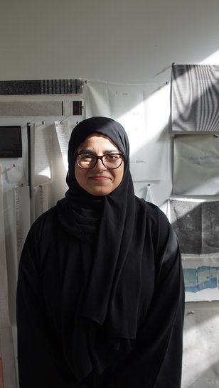 Artist in residence Eman Makki in her studio at the Fire Station.