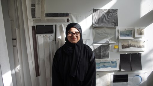 Artist in residence Eman Makki in her studio at the Fire Station.