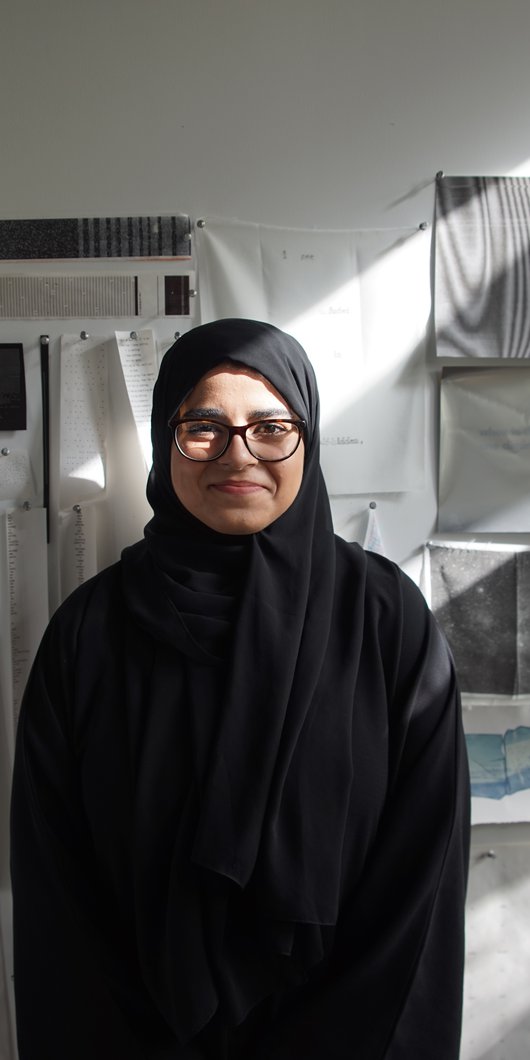 Artist in residence Eman Makki in her studio at the Fire Station.