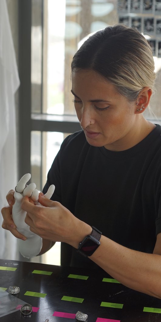 Federica Visani working in her studio.