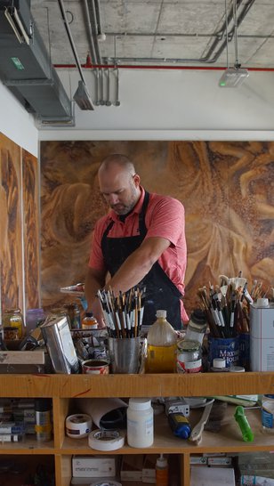 Artist Jesse Payne in his studio.