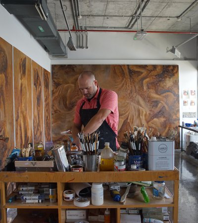 Artist Jesse Payne in his studio.