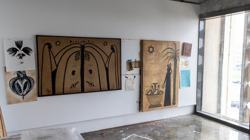 Maryam Al-Maadhadi's studio at the Fire Station.