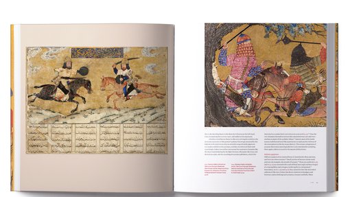 inner pages of the publication featuring text and images of the shahnama