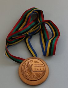 Barcelona 1992 bronze Olympic medal, Mohammed Suleiman, 1500m. Photo courtesy of 3-2-1 Qatar Olympic and Sports Museum ©2024