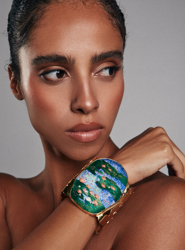 Woman wearing a bespoke jewellery