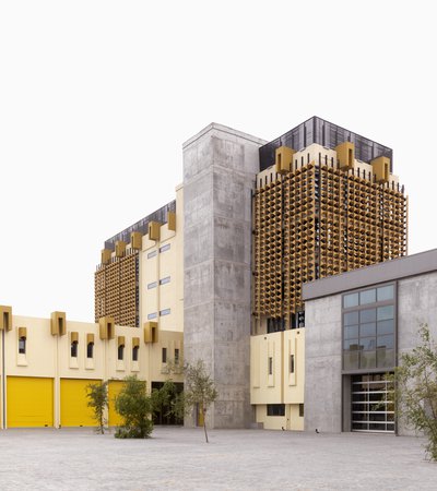 The Fire Station building viewed from the Fire Station Plaza.