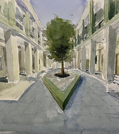 Watercolour drawing of Liwan Design Studios and Labs