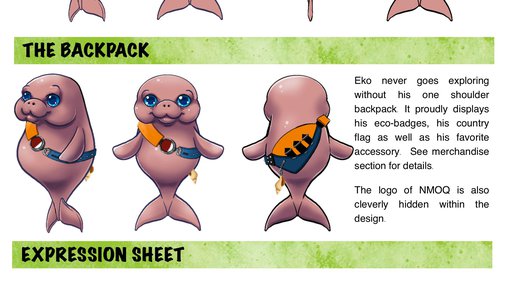 An illustration of several dugongs wearing different expressions and showing their front, back and side profiles by Maryam Arqam