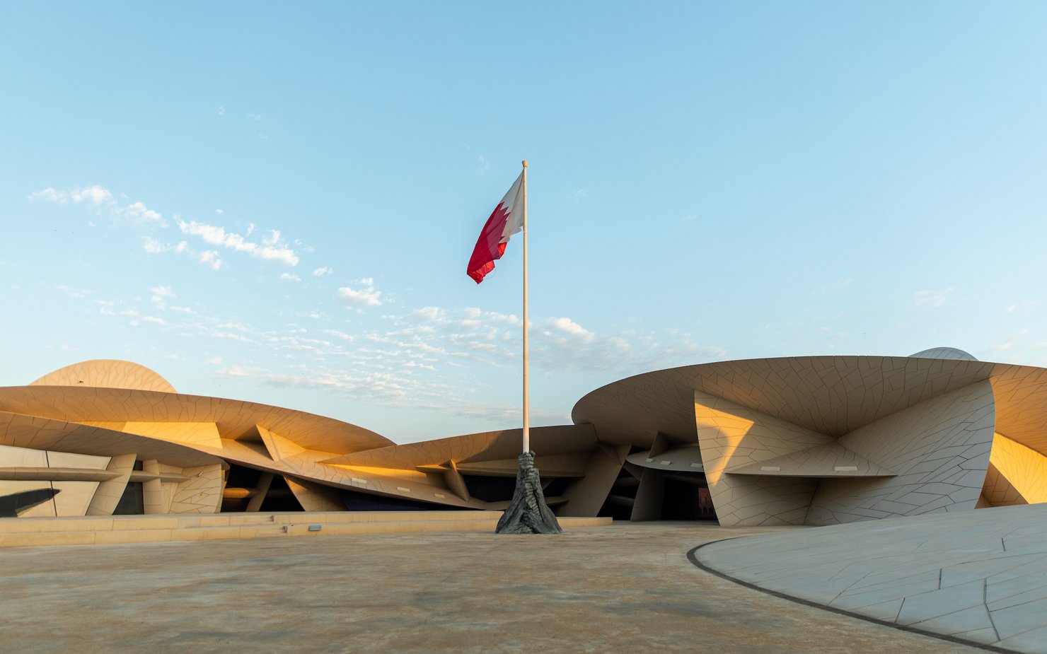 The flag of glory public art display at the National Museum of Qatar