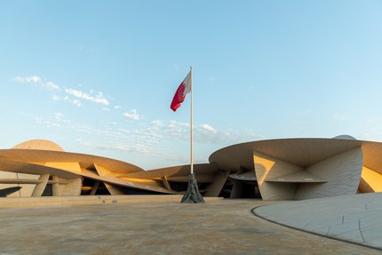 The flag of glory public art display at the National Museum of Qatar