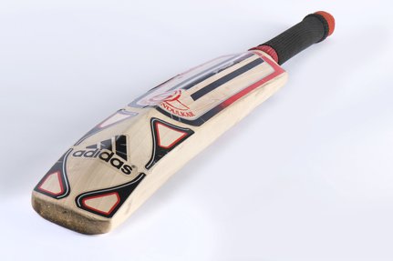 Sachin Tendulkar's Adidas Master Blaster bat featuring the iconic ST emblem.